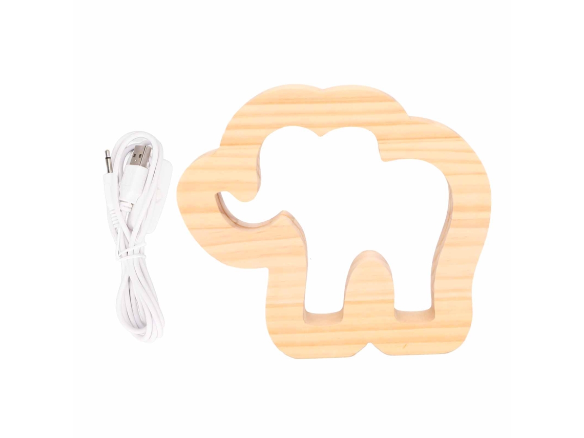 Lâmpada Led Usb 3.3w Madeira Elefante para Escritório Quarto