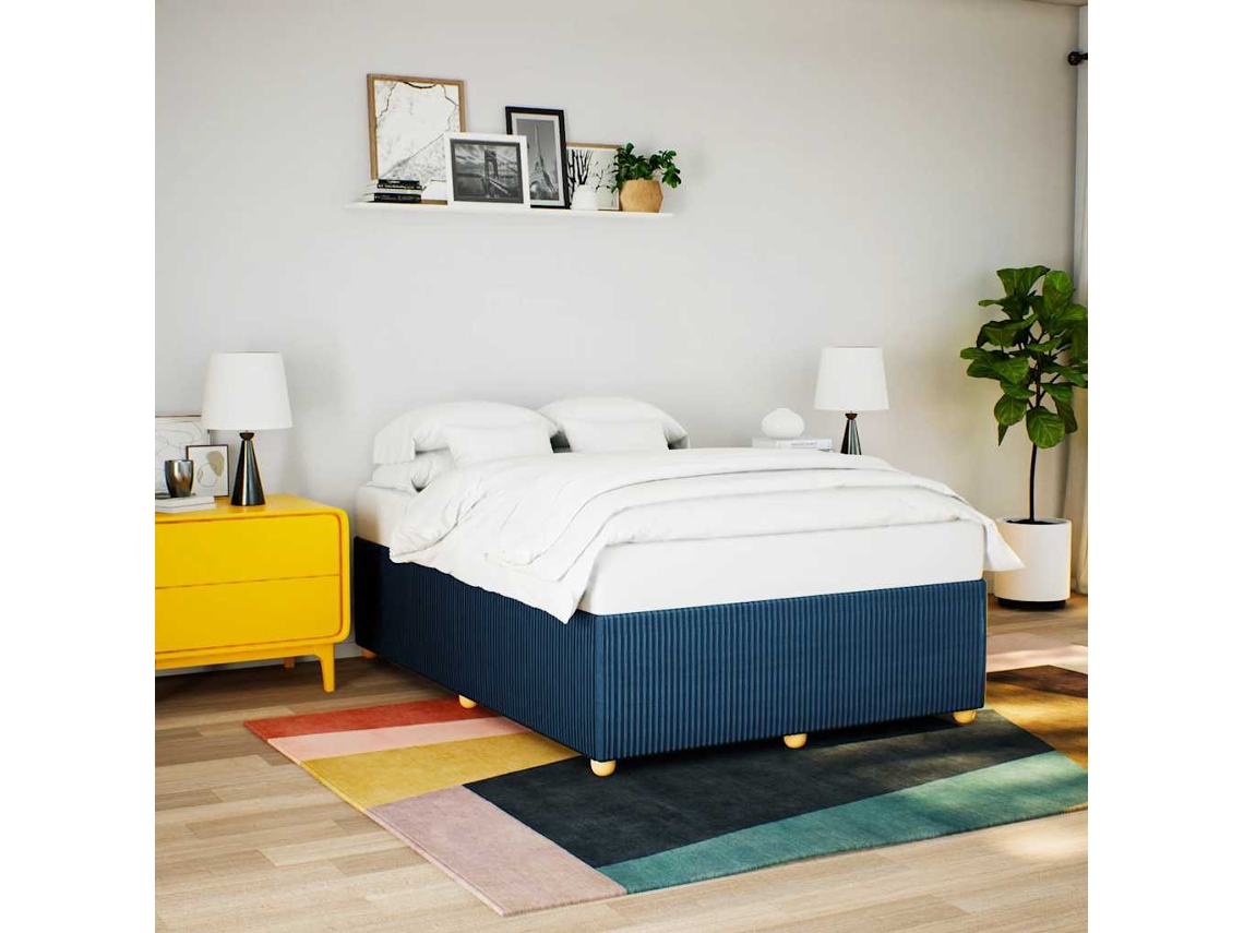 Vidaxl Estrutura De Cama Sem Colchão 140x200 Cm Tecido Azul