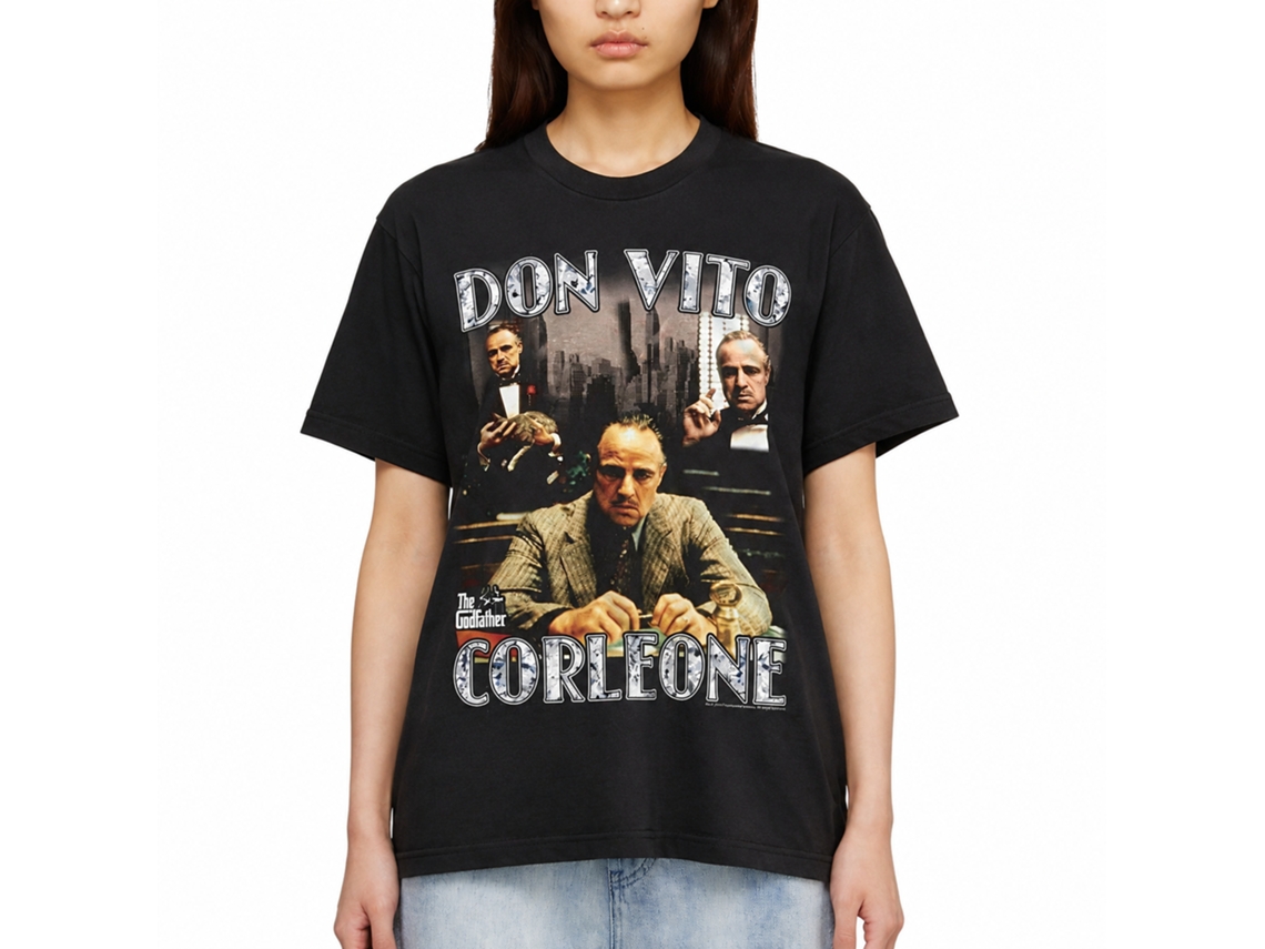 Rockinstone Godfather Don Vito Collage Black Adult T-shirt Size:s