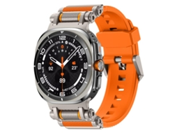 Bracelete para Samsung Galaxy Watch Ultra Silicone com Conector de Metal Laranja Titânio XIAOMOYU (47mm)