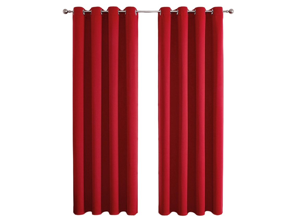 Cortinas Blackout (conjunto De Duas, 84 Polegadas De Comprimento), Em Vermelho Sólido, Com Ilhoses De Metal Para Instalação.