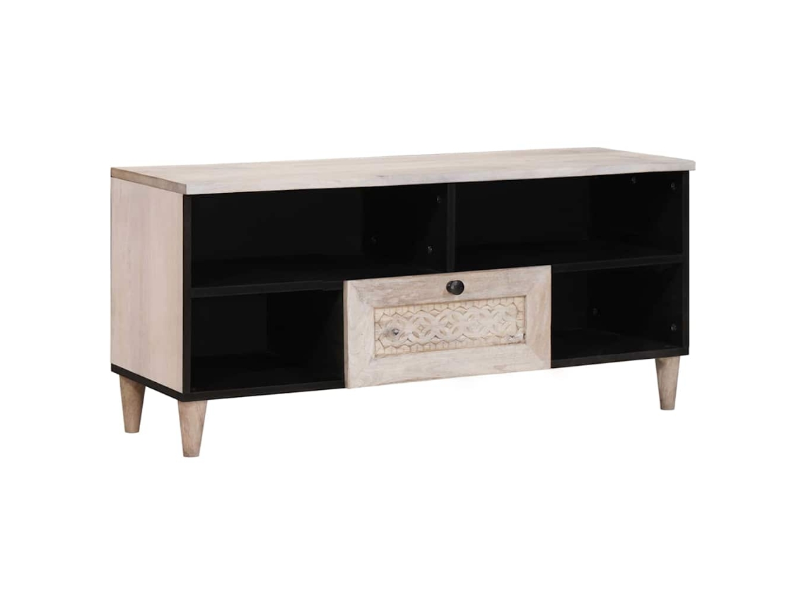 Vidaxl Gabinete Para Tv Com Gaveta Branco Descolorido 100 X 33 X 46 Cm