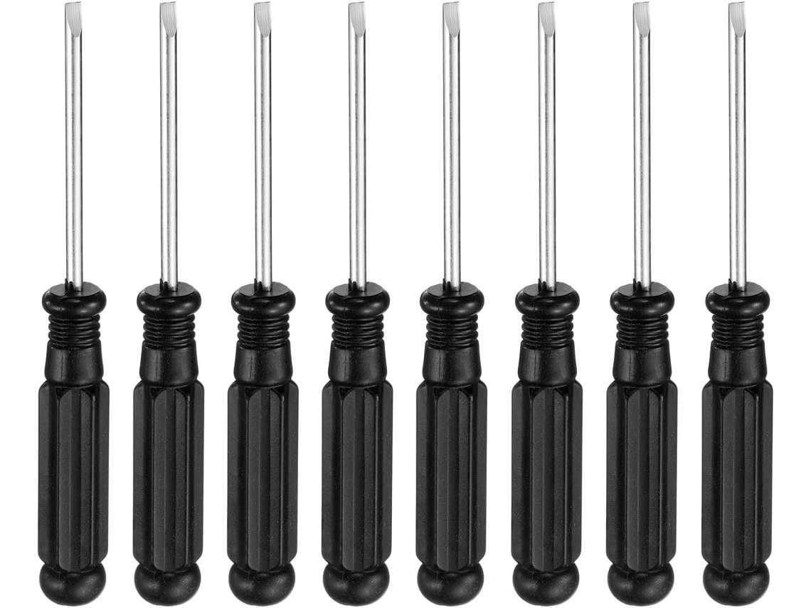 Conjunto De 8 Mini Chaves Fenda Sl2.5 Cabeça Chata, 9,2 Cm