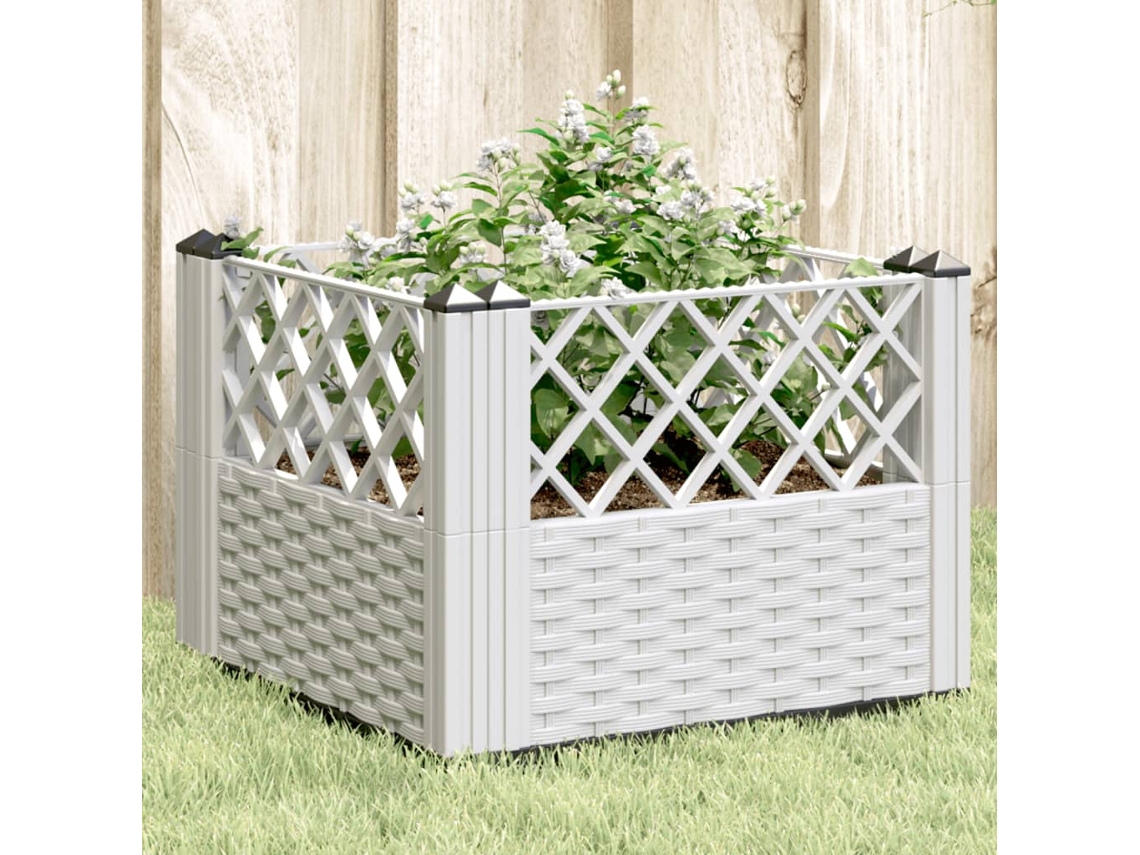 Vidaxl Vaso/floreira De Jardim C/ Estacas 43,5x43,5x43,5 Cm Pp Branco