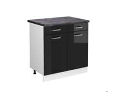Móveis de cozinha R-Line, 80 cm, PT Antracite, Preto alto brilho, Vicco