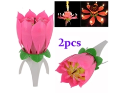 Vela Musical de Flor de Lótus para Aniversário e Presente Romântico, Pack de 2 Unidades LAXISCREED
