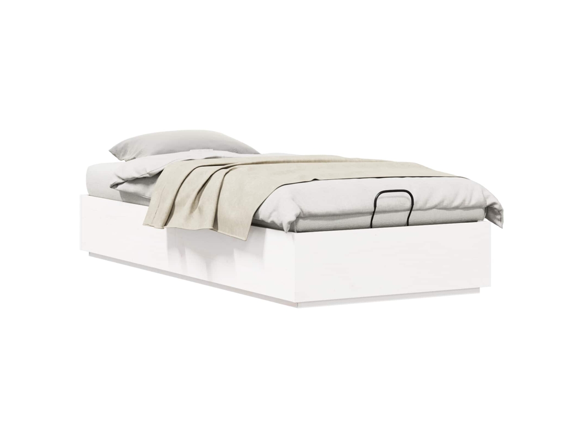 Conjunto 1 Estrutura De Cama Ottoman Vidaxl Branco Madeira De Pinho Maciça (90 X 190 Cm)