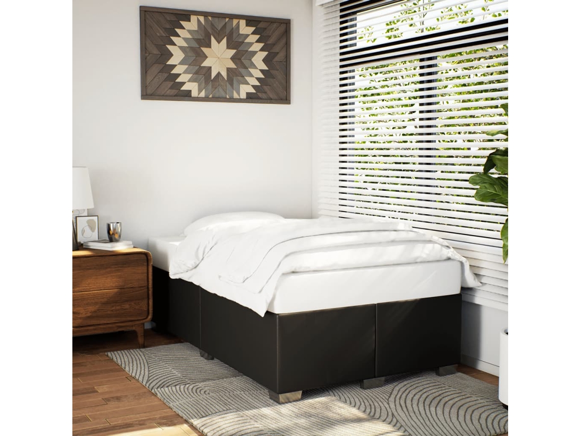 Estrutura De Cama Sem Castanho Colchão 120x190cm Couro Do Falso