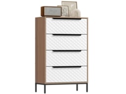 Cómoda BTFORUS com 4 gavetas, estilo moderno, sala ou quarto, 40x35x68.5cm, natural
