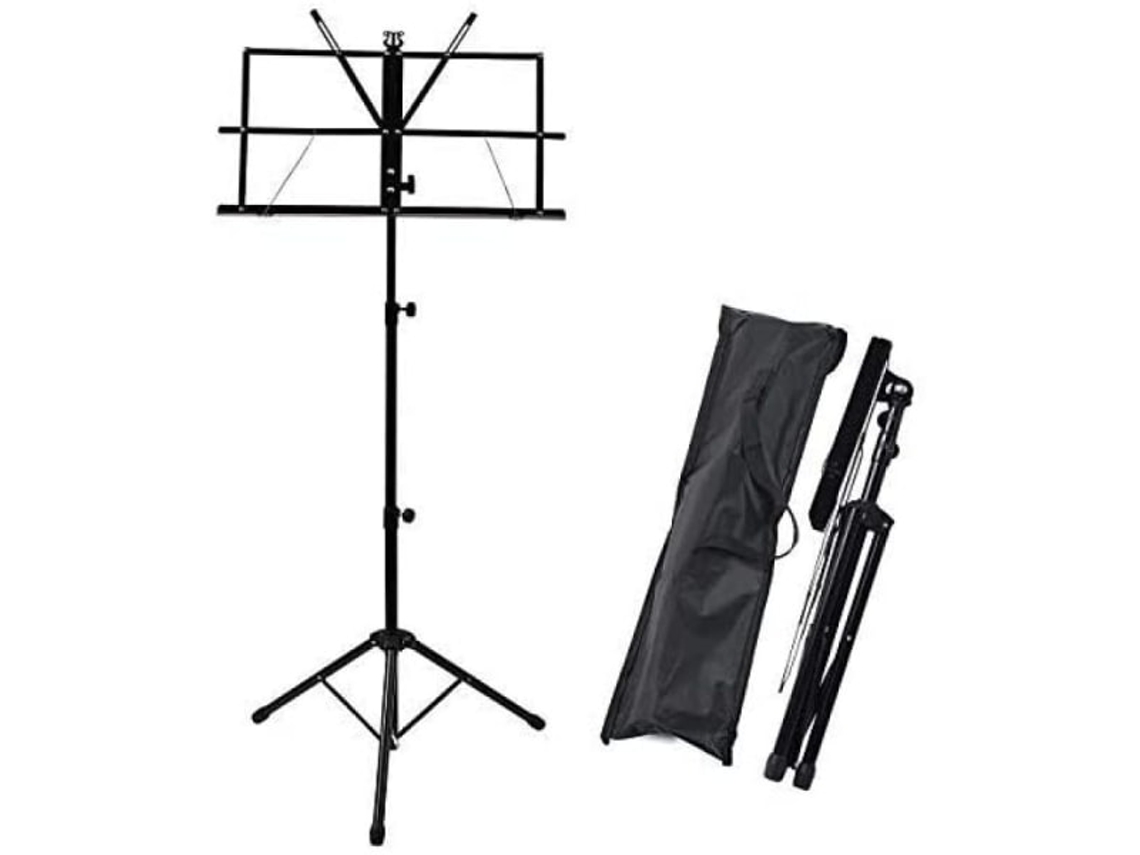 Estante de Partitura Ajustável, Portátil e Dobrável em Metal com Bolsa de Transporte, Leve para Guardar Ou Viajar, Preta AQUAFORGE