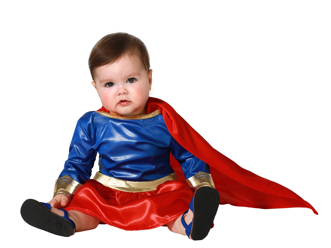 Fantasia De Heroína Criptuniana - Atosa - Bebê 12-24 Meses - Multicolorido - Vestido E Capa - Licença Superman