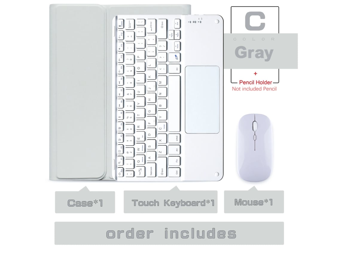 Capa De Couro Com Teclado Para Ipad Pro 11 Polegadas (2018/2020/2021/2022) (cinza Espacial) + Teclado Touch + Mouse Dual-mode 2.4g