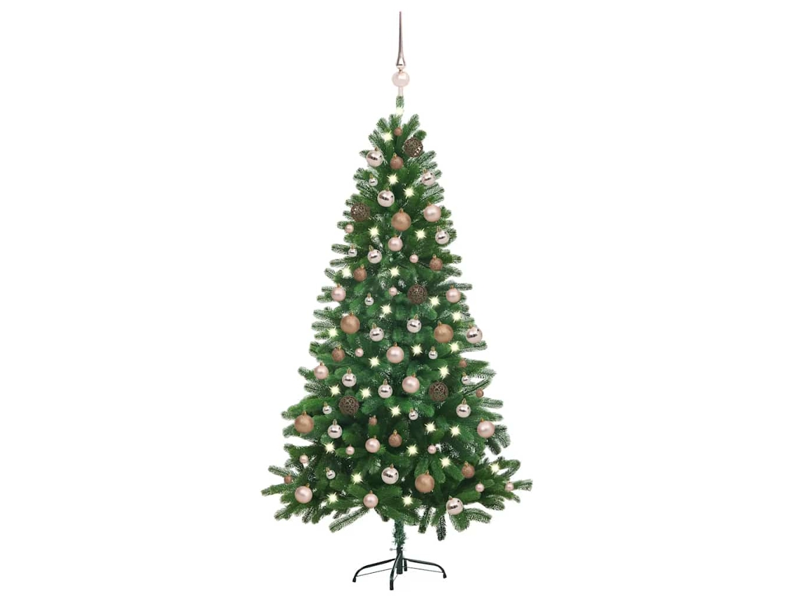 Vidaxl Árvore Natal Artificial Pré-iluminada C/ Bolas 150 Cm Verde