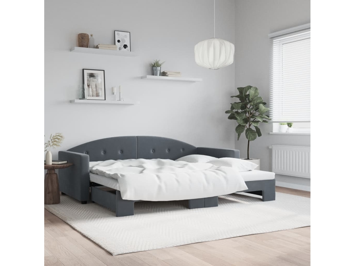 Vidaxl Sofá-cama Com Gavetão 90x200 Cm Veludo Cinzento-escuro