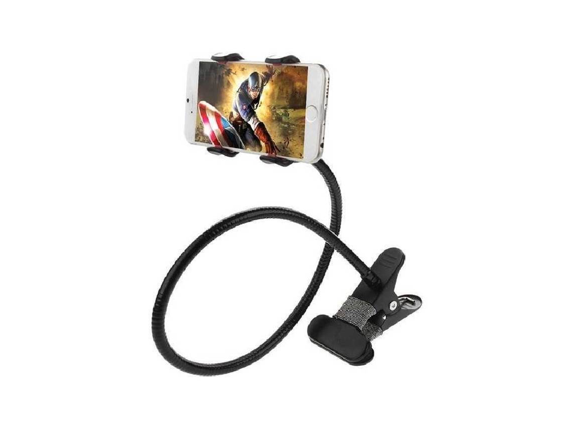 Suporte Flexível E Longo Para Celular Com Clipe, Preto.