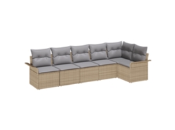 Conjunto 6 Conjunto De Sofá De Jardim Vidaxl Bege Vime Pe (297,5 X 132,5 X 69 Cm)