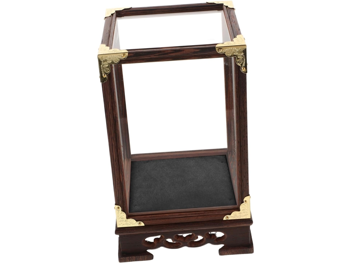 Vitrine Transparente Para Coleção Com Base De Madeira, Design De Asa De Galinha, Empilhável, À Prova