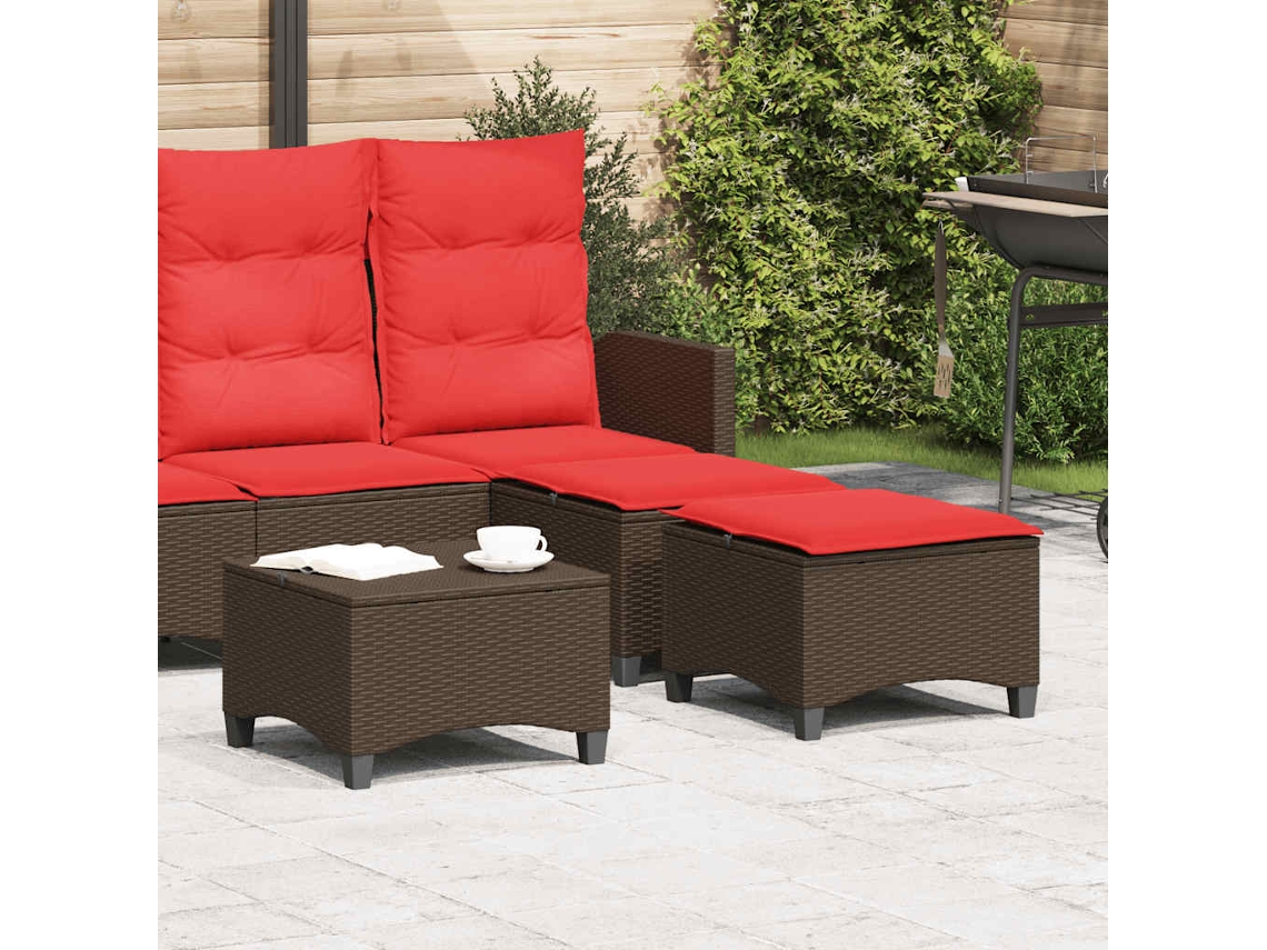 Vidaxl Bancos Jardim Com Almofadas 2 Unid 55x55x36 Cm Vime Pe Castanho