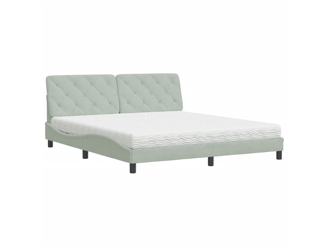 Bed, Beds Vidaxl Cinzeto Veludo (180 X 200 Cm)