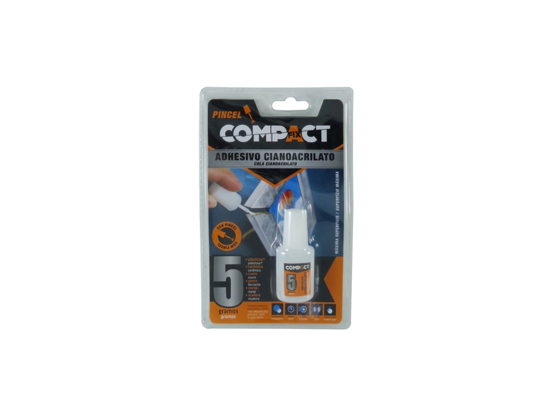 Cola Cianoacrilato C/ Pincel Compact Fix 5g