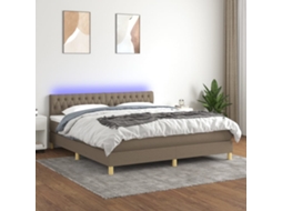 Vidaxl Cama Box Spring Colchão/led 160x200 Cm Tecido Cinza-acastanhado