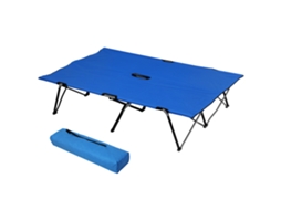 Cama Camping Dobrável, Estrutura Metálica, 136 Kg, Praia, Trilhas, 193x125x40 Cm, Azul | S/MARCA