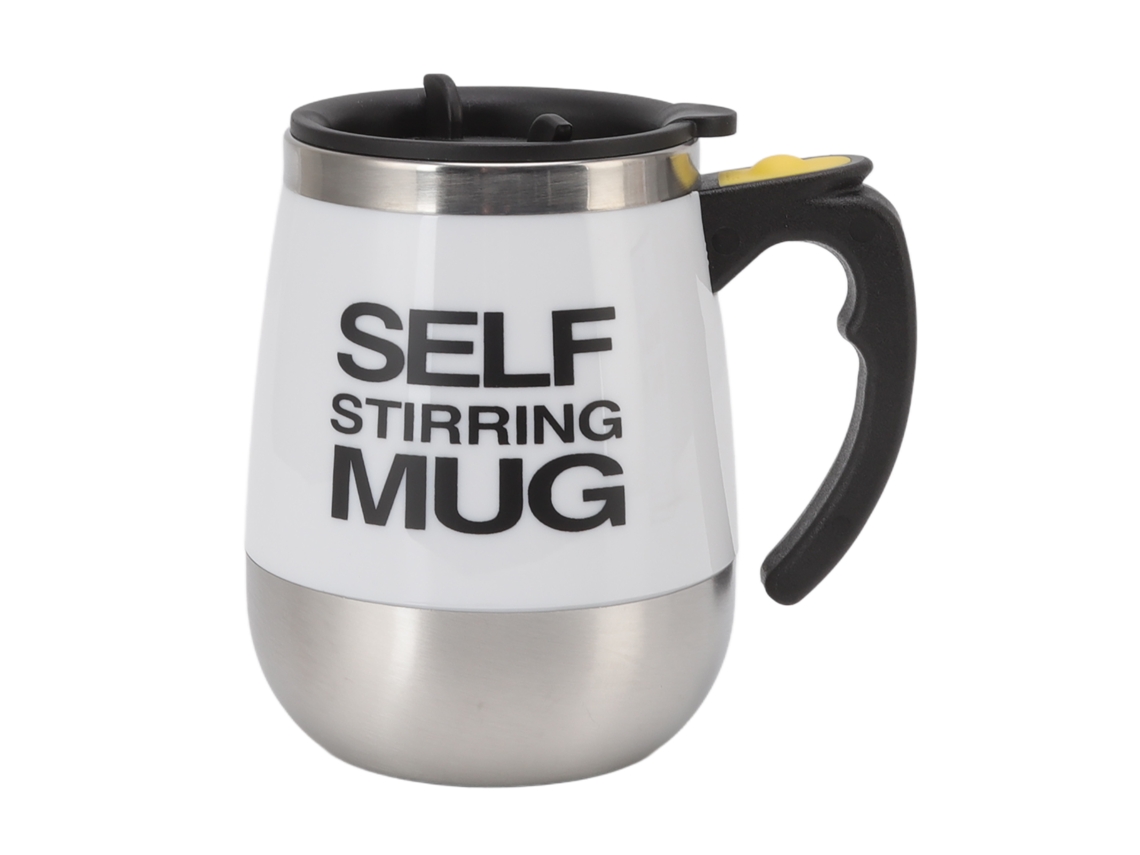 Caneca de agitação automática 400ml aço inox com liner elétrico para viagem escritório branco | S/MARCA