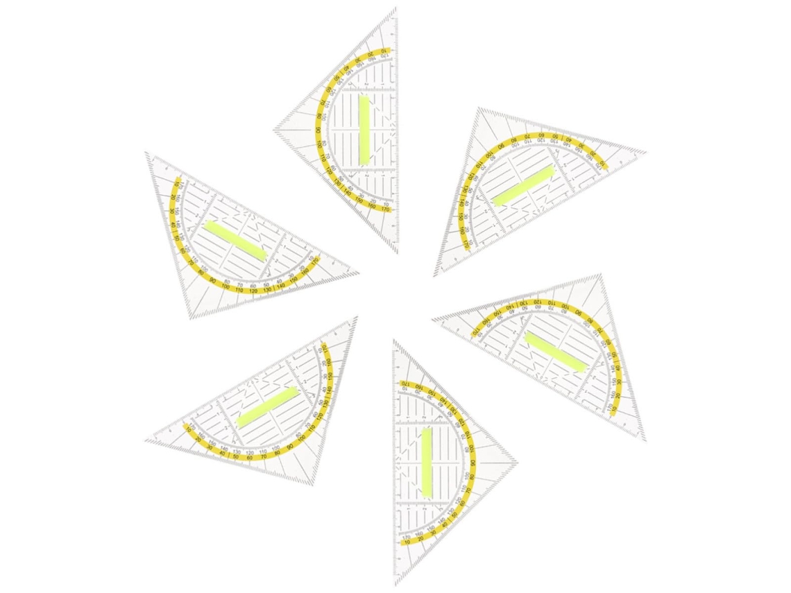 Réguas De Desenho E Medição Besportble, Conjunto De 6 Peças, Esquadros Triangulares Em Pp, Fáceis De Identificar, Para