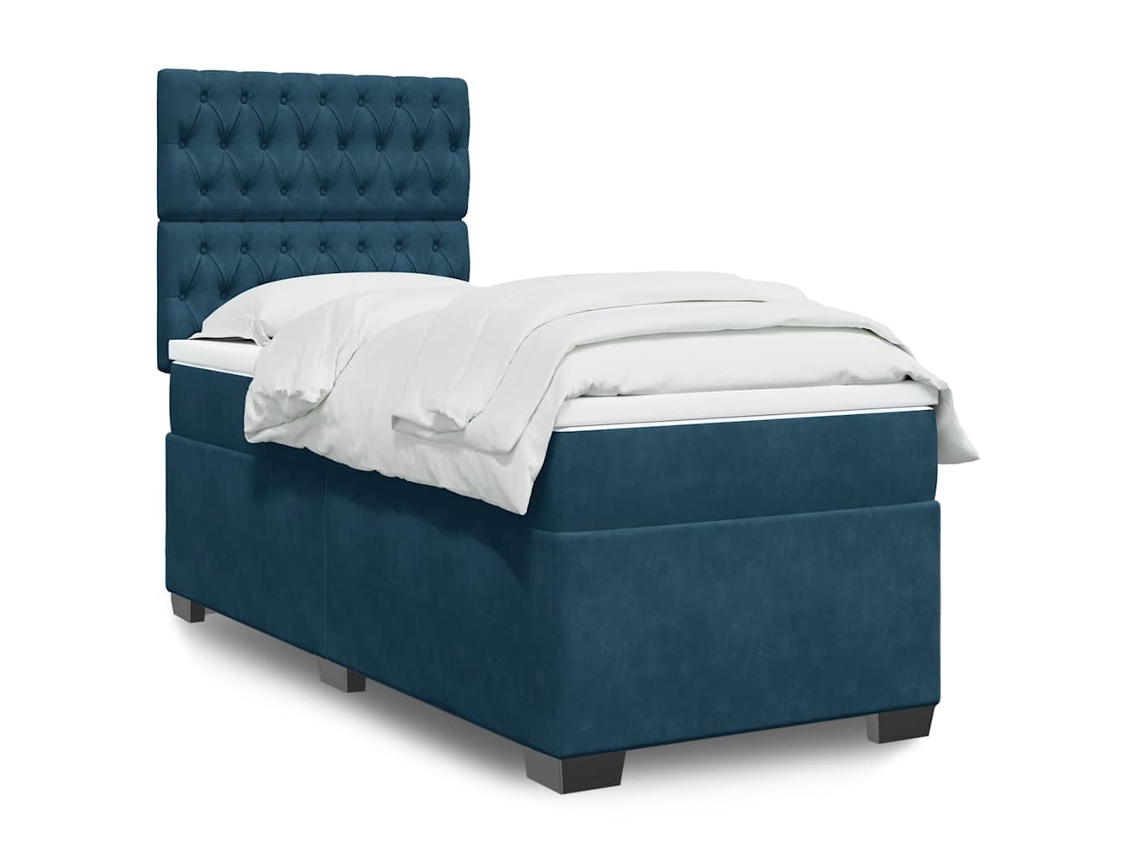 Vidaxl Cama Boxspring Com Colchão 80x200 Cm Veludo Azul