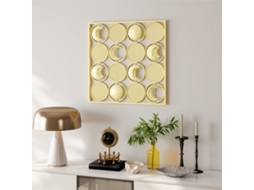 Decoração De Parede Metálica Multidirecional Com Fases Da Lua E 16 Discos Dourados.