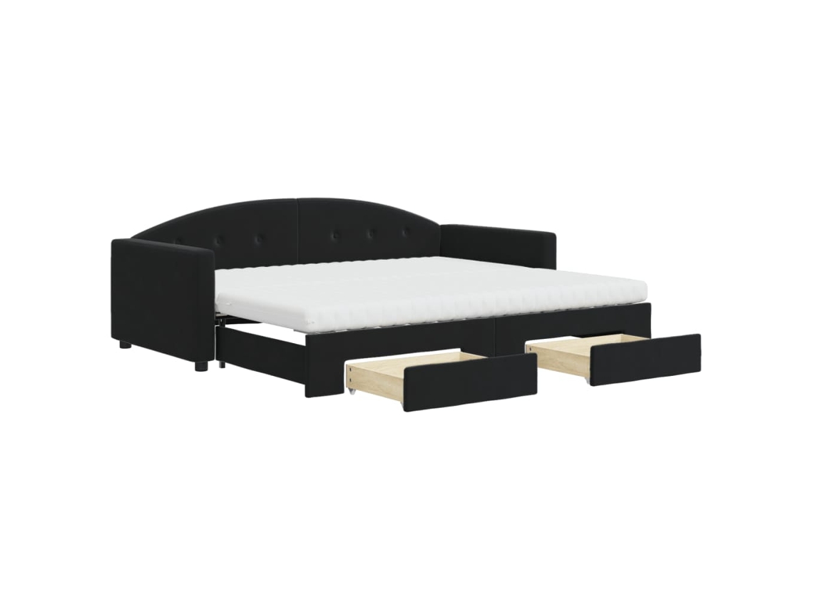 Daybed With Trundle, Daybeds With Trundles Vidaxl Preto Veludo (90 X 200 Cm)