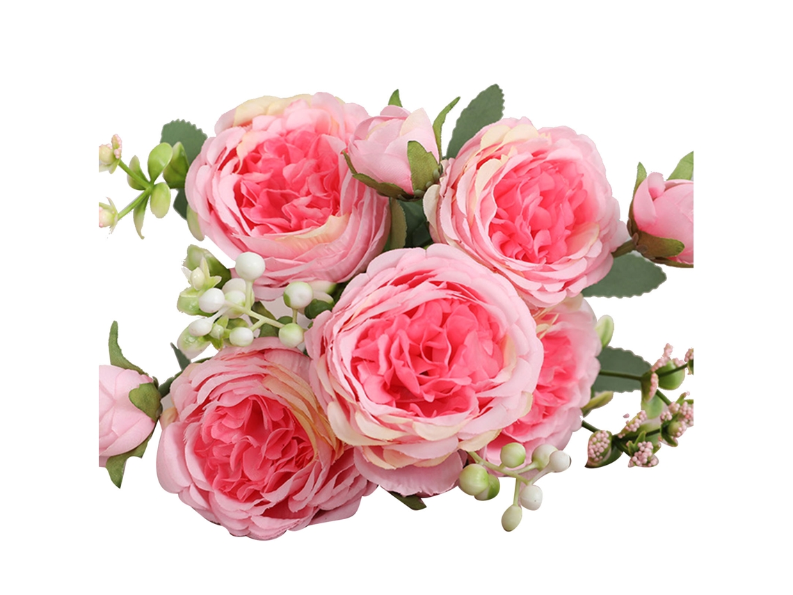 Buquê Baok-3 com 5 Rosas Persas Artificiais para Casamento, Decoração de Sala de Estar, Rosa Escuro