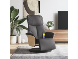 Vidaxl Cadeira Massagens Reclinável C/apoio Pés Couro Artificial Cinza