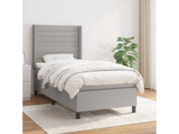 Cama Com Molas/colchão 90x190 Cm Tecido Cinzento-claro