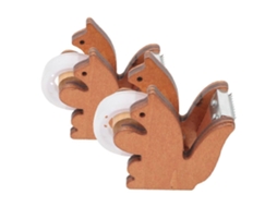 Dispensador de Fita Adesiva Decorativo em Formato Esquilo, Feito Madeira, para Mesa, Ideal Organização Escritórios e Espaços Tra GOKOCO