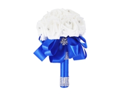 EIOORORRIY Buquê artificial para decoração de casamento (azul)