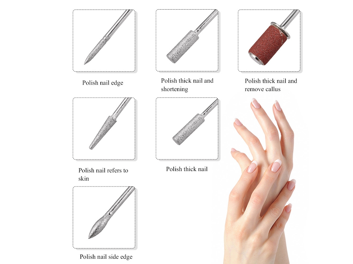 Rebe - Lixadeira Elétrica em Formato de Caneta com 6 Brocas para Manicure e Pedicure Profissionais