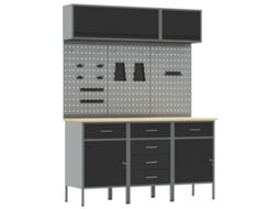 Conjunto 8 Armário De Oficina Vidaxl Preto Aço (150 X 55 X 200 Cm)