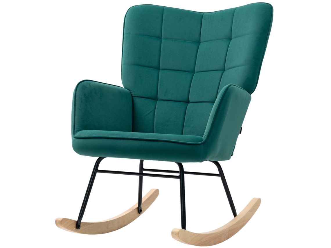 Cadeira Balanço Veludo 71x98x101cm Estrutura Aço, Verde