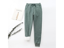 Calças de Moletom Feminino de Inverno Quentes Sherpa Lined com Cinto de Trava e Bolso Lateral Udh | S/MARCA