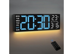 Relógio De Parede Digital De 16 Polegadas Com 8 Display Rgb Led E Controle Remoto, Despertador Sonoro Duplo, Dimmer De 5 Níveis, Horário De Verão, Tem