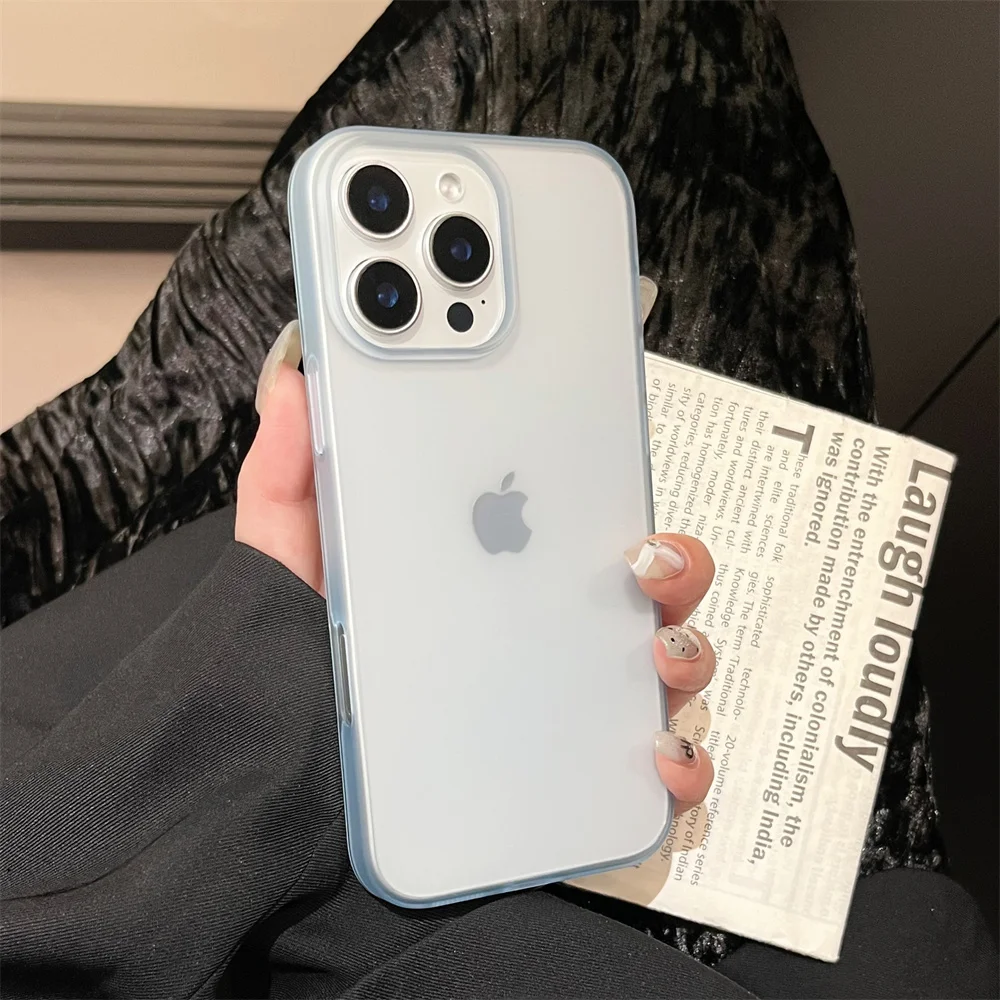 Capa Transparente Fosca Para Iphone (iphone 11 Pro Max, Azul) Com Proteção De Silicone Resistente A Impactos.