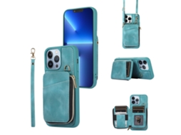 Capa Para Iphone 13 Pro Pele Sintética Verde