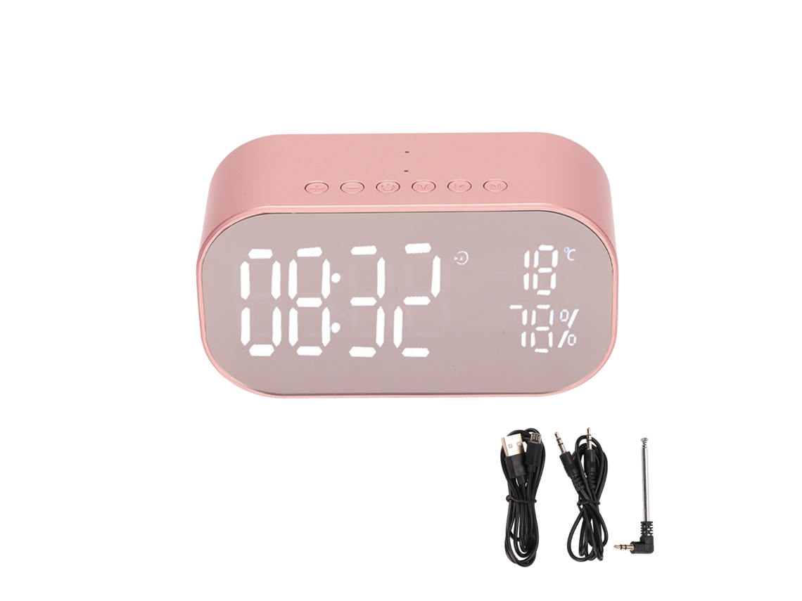 Relógio Despertador Com Rádio Fm Digital, Alto-falante Bluetooth, Funções Múltiplas, Dourado-rosa, Para Quarto