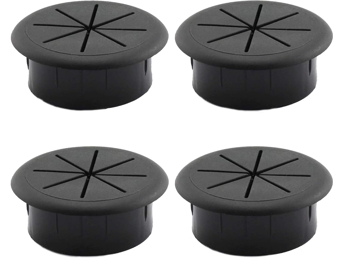 Organizador de cabos de mesa Slowmoose redondo de plástico preto com 4 furos