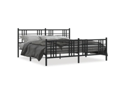 Estrutura de Cama com Cabeceira e Pés Metal Preto MAISON EXCLUSIVE 193x203 cm