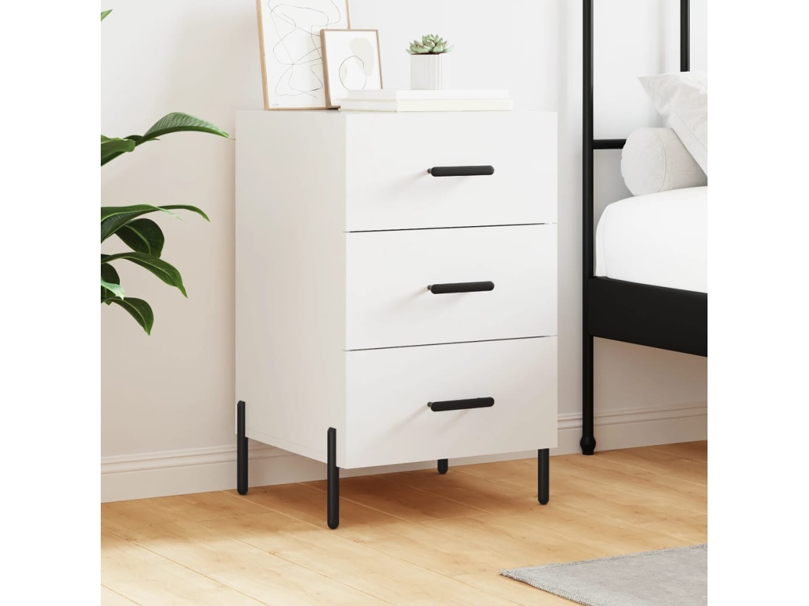 Vidaxl Mesa De Cabeceira 40x40x66 Cm Derivados De Madeira Branco
