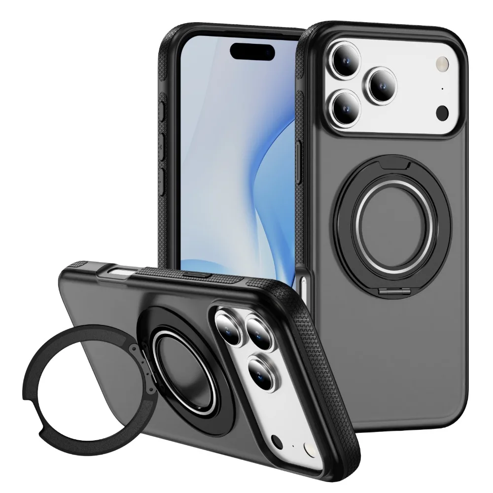 (preto, Iphone Air) Capa Fosca Para Celular, Compatível Com Magsafe, Com Suporte De Anel Giratório De 360°.