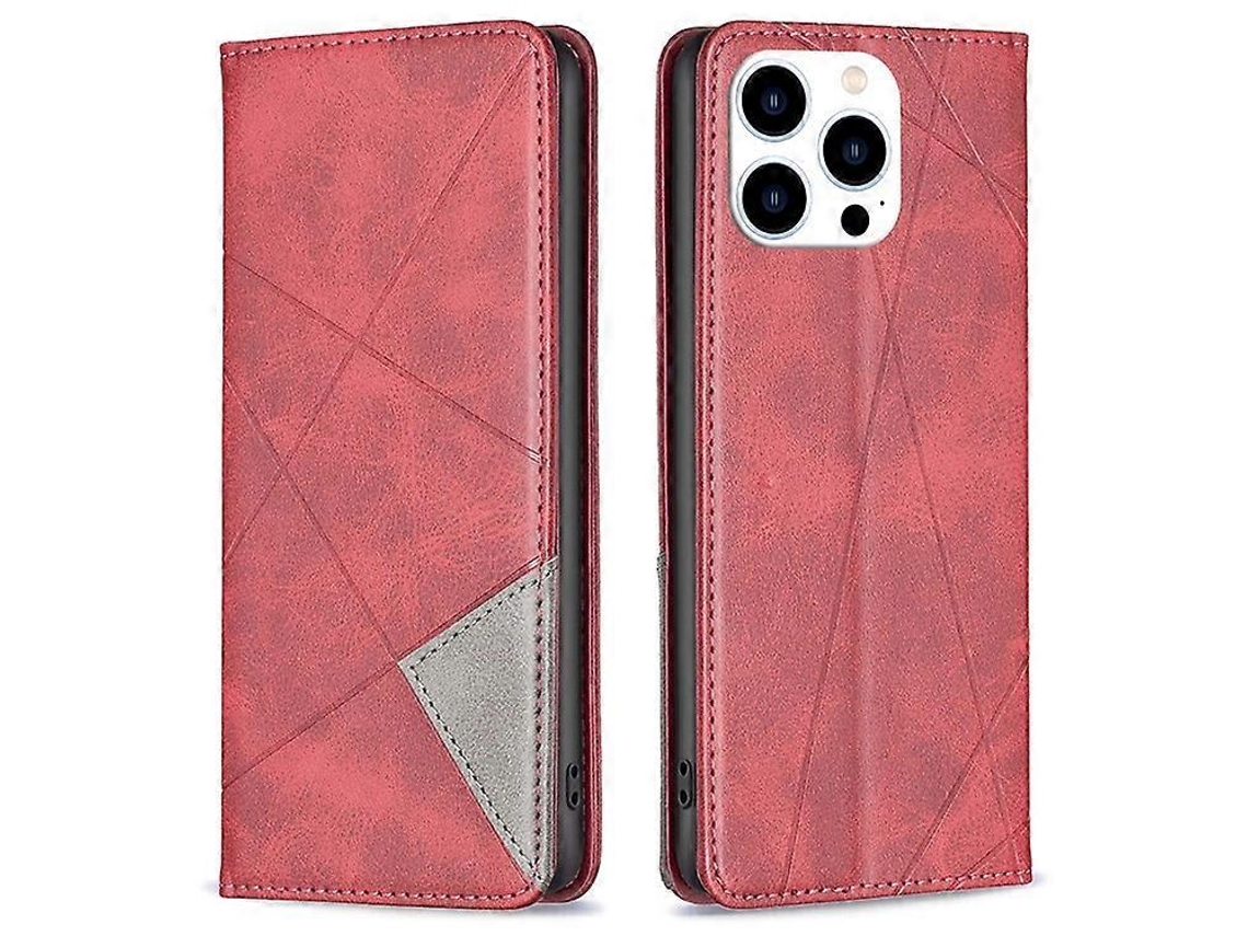 Capa De Couro Pu Com Textura De Losango Compatível Com Iphone 16 Pro, Capa De Telefone Com Absorção Magnética Oculta