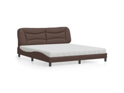 Vidaxl Cama Com Colchão Hvar 180x200 Cm Couro Artificial Castanho